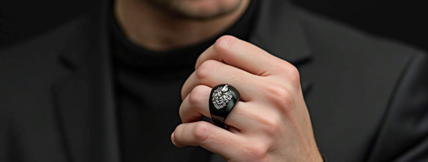 Bague noire homme